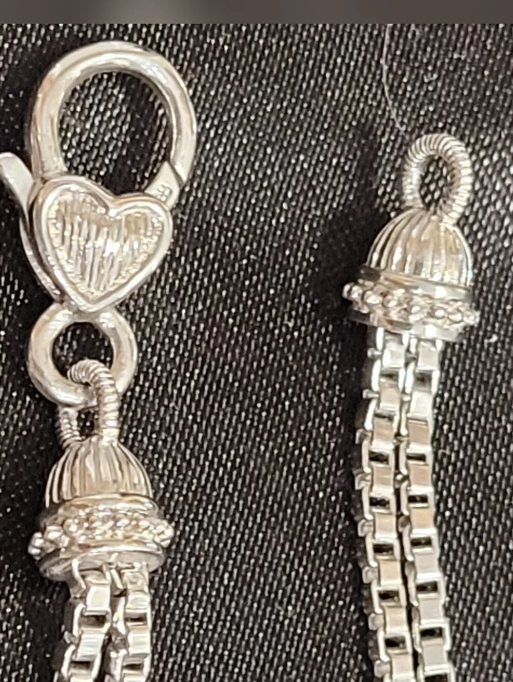 Judith Ripka, Rare Find,  Signature Textured Sterling Silver Heart-themed CZ 18